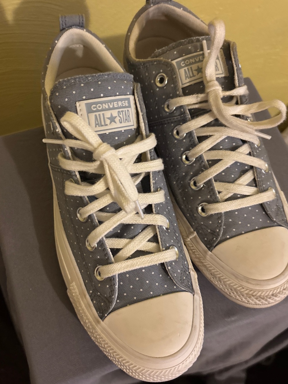 Converse All Star Low-Top Sneakers - Gray with White Polka Dots - Picture 4 of 8